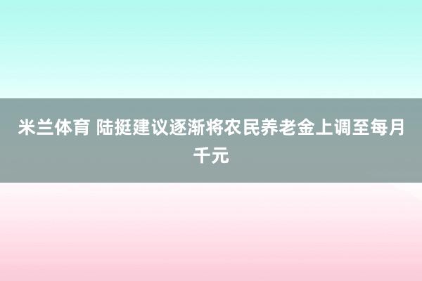 米兰体育 陆挺建议逐渐将农民养老金上调至每月千元