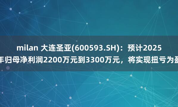 milan 大连圣亚(600593.SH)：预计2025年归母净利润2200万元到3300万元，将实现扭亏为盈