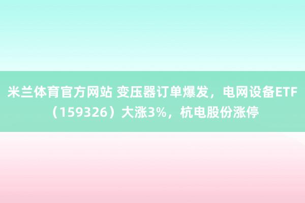 米兰体育官方网站 变压器订单爆发，电网设备ETF（159326）大涨3%，杭电股份涨停